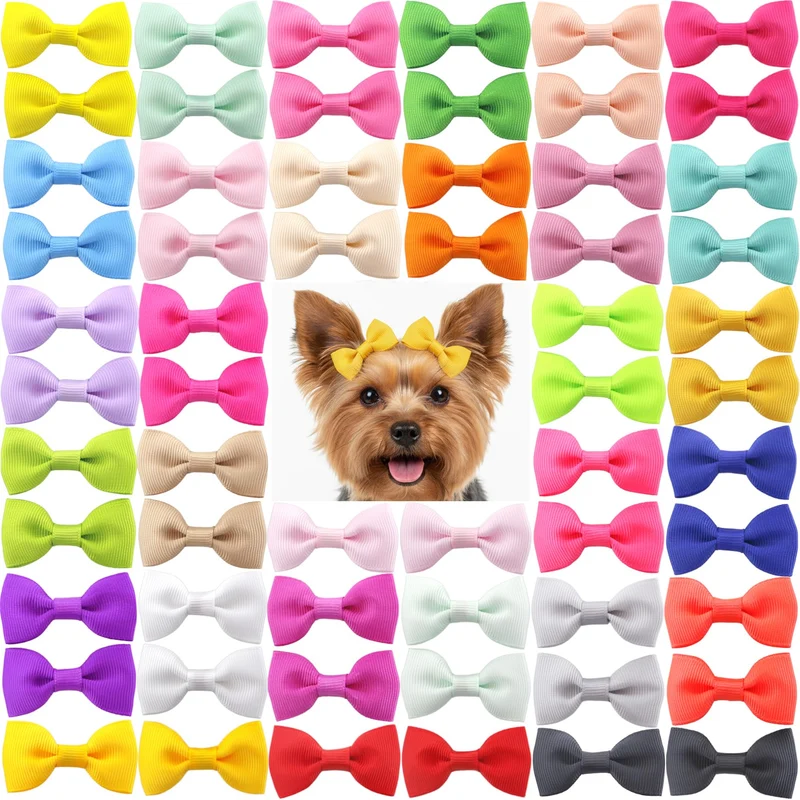 QingHan Noeuds Chien 2 Pouces — 60 Pièces (30 Paires), Petits Noeuds Papillon Pour Toilettage