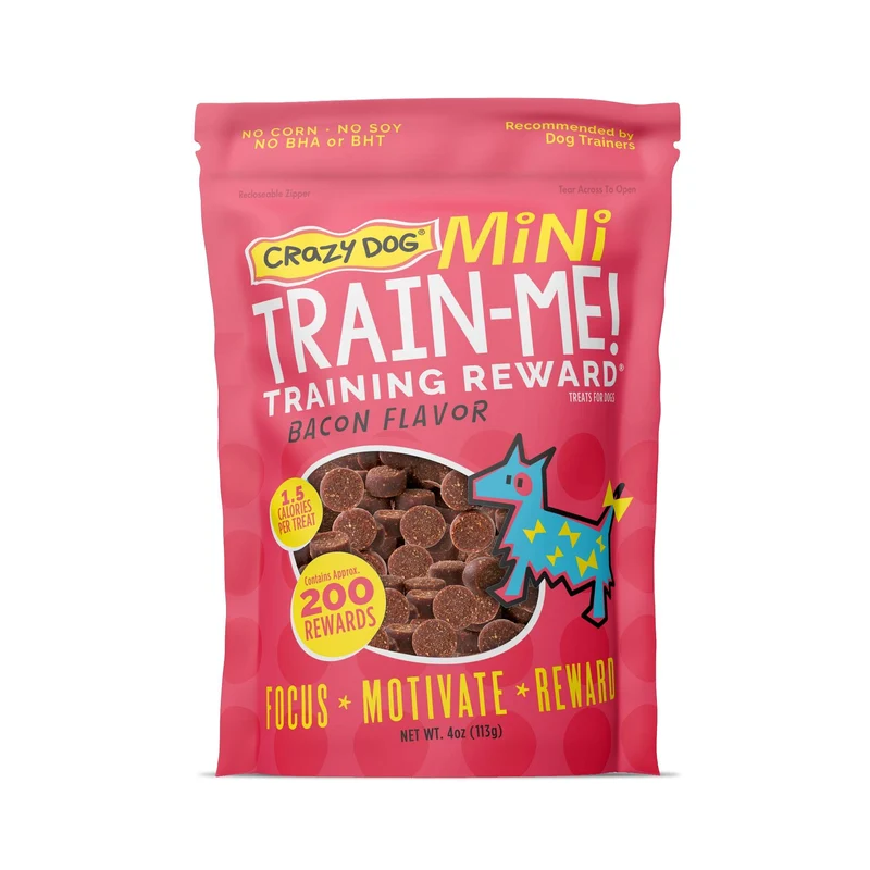 Crazy Dog Mini Entraînement – Friandises saveur bacon, sachet de 113 g, 200 friandises, recommandées par des dresseurs canins