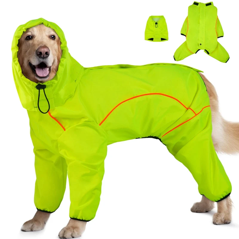 ADNIKIA Manteau Pluie Chien – Imperméable avec Capuchon Amovible, Ouverture Harnais et Sangles Réglables, Bord Réfléchi (Tailles S–3XL, 2XL inclus)