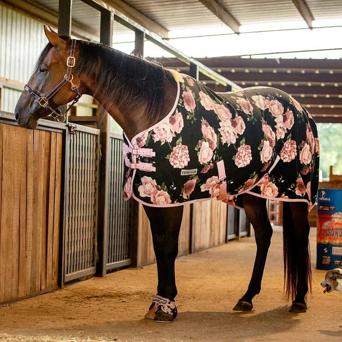 Jeffers Expression – Couverture molleton Rose Jardin 66 pouces pour chevaux – Séchage rapide et léger