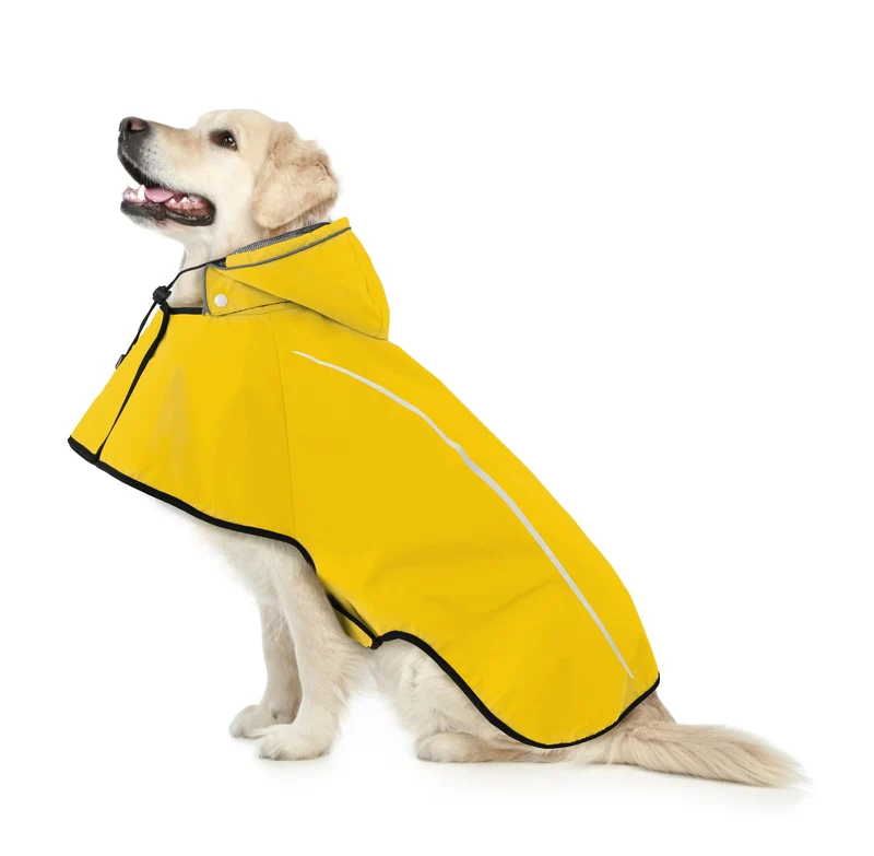 Mile High Life Manteau Pluie Chien XL Jaune — Imperméable, Respirant, Capuche Amovible et Bande Reflective