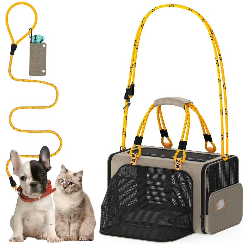 PAWZIDEA Porte-Animaux Extensible – Conforme Voyage en Avion, 18″×11″×11″, Cabine pour 1–2 Animaux