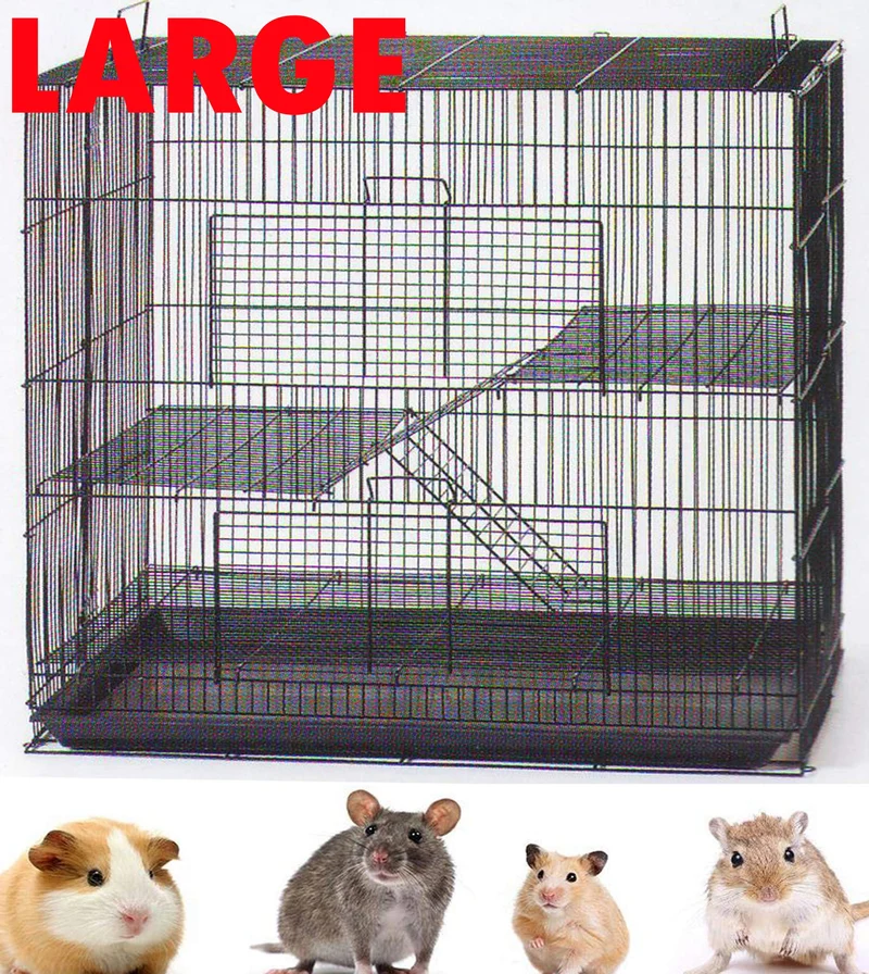 Mcage - Cage métallique 30 pouces, 3 niveaux, pliable, anti-mâchage pour petits animaux