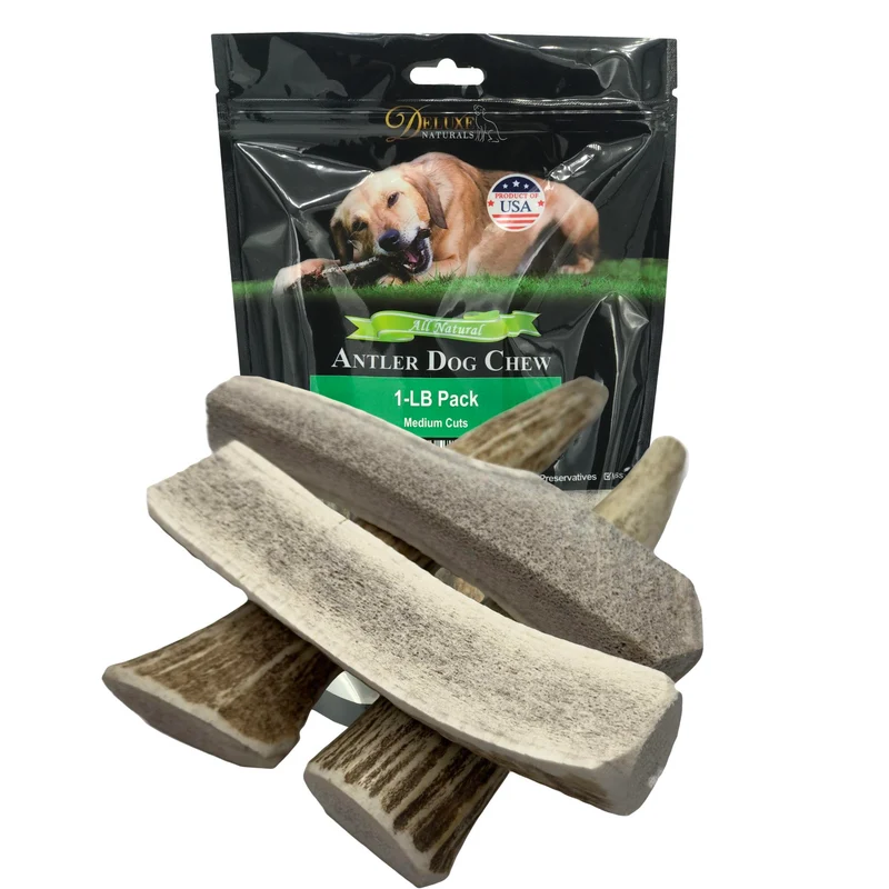 Deluxe Naturals – Mâcheurs d’élan 1-LB pour Chiens Petits et Moyens (5,5–8+ po) – Friandise Durable
