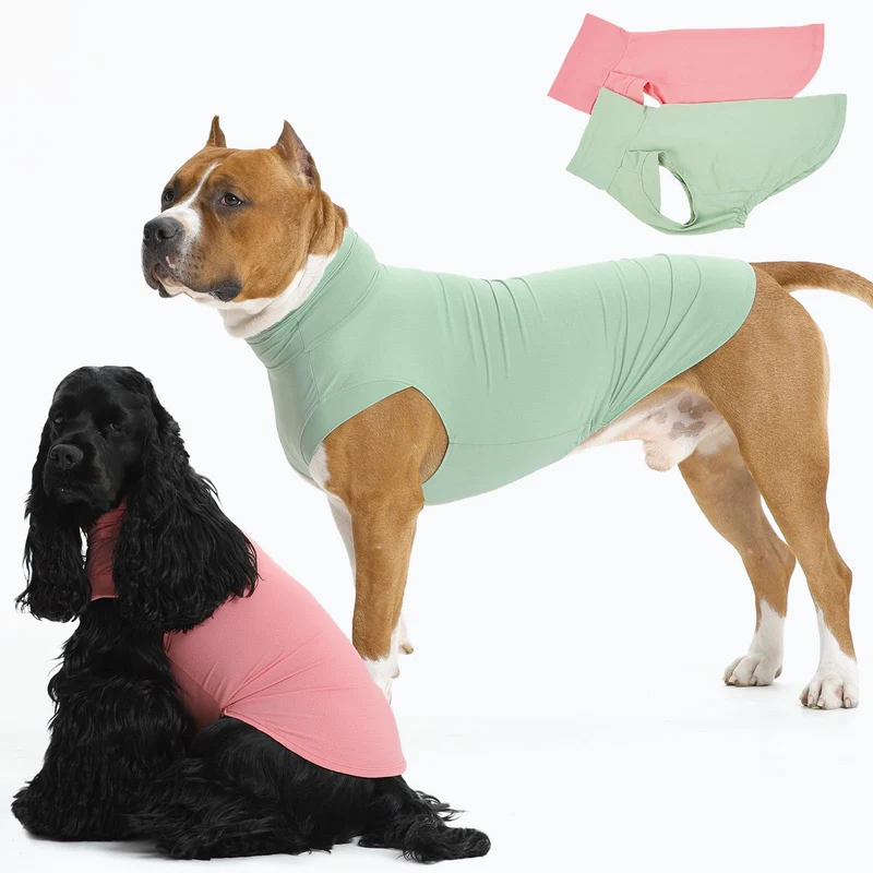 OUOBOB – Lot de 2 chemises pour chien: gilet refroidissant sans manches, léger et respirant (Tailles M à 5XL) – Bleu/orange & Vert/rose