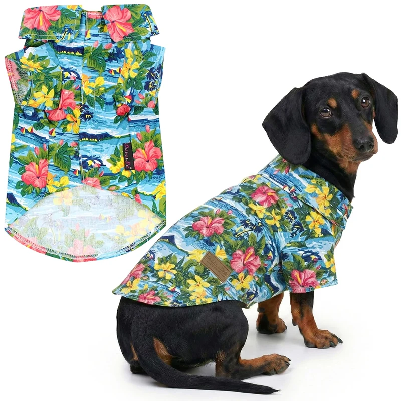 Chemise Chien Florale Parisian Pet — Coton Léger pour Grands Chiens, Tenue Plage Stylée