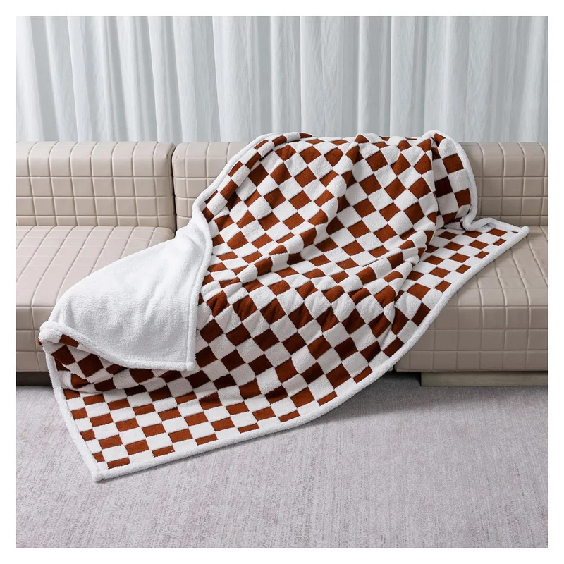 Maidewow — Couverture Imperméable pour Animaux, Jacquard Réversible, Café à Carreaux, Protection Canapé/Lit (XS à XL)