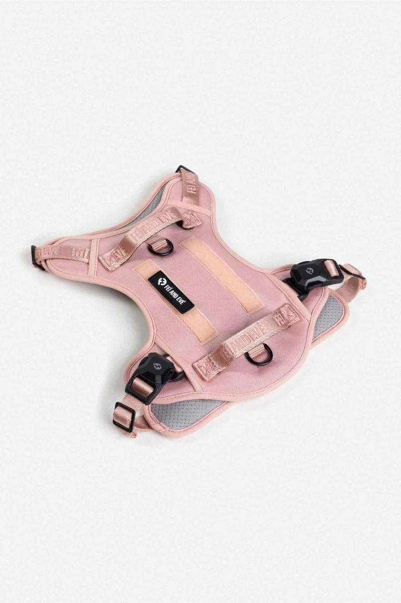 Fei & Eve Magease Harnais Chien – Enfilage Magnétique 3 Secondes, MOLLE, Nylon 900D, Réglable (M, Rose)