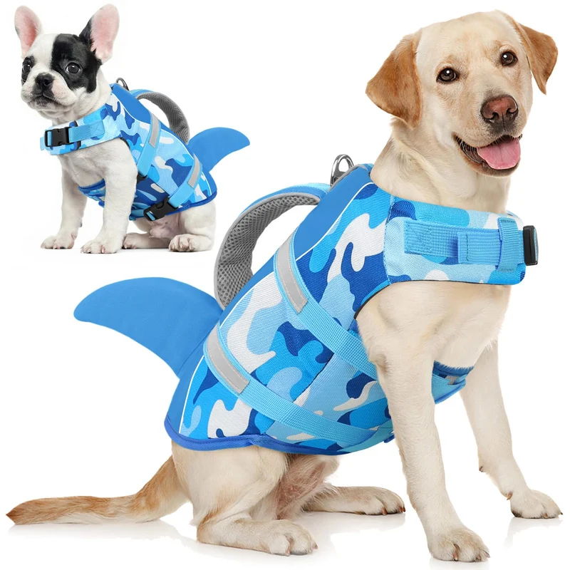 AOFITEE Gilet de sauvetage chien – Requin, haute flottabilité, 5 tailles (S)