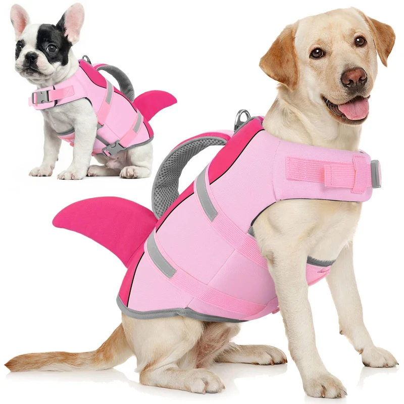AOFITEE Gilet de Sauvetage Chien - Forme Requin, Flottant et Poignée de Secours
