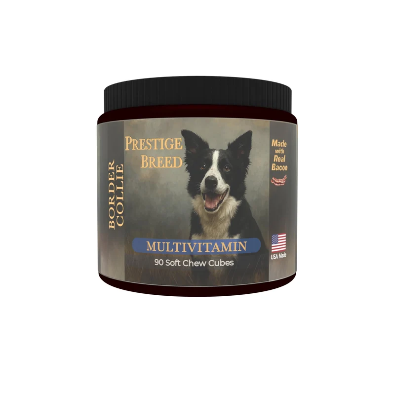 Prestige Breed Multivitamines Border Collie — 90 comprimés, Fabriqué aux États‑Unis avec du bacon réel