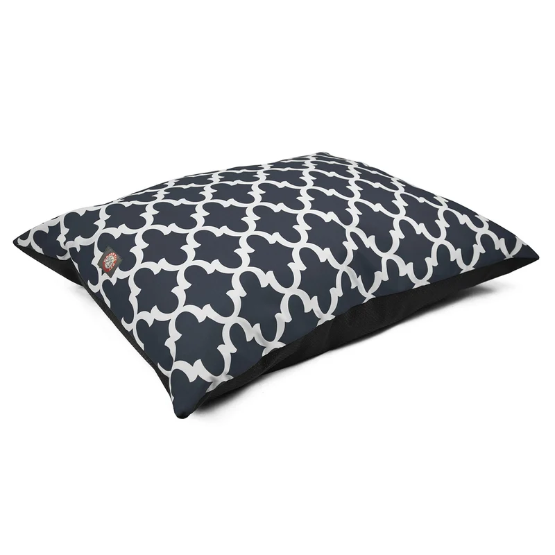 Majestic Pet — Grand lit rectangulaire lavable pour chien, antidérapant, style treillis bleu, 46 x 35 pouces