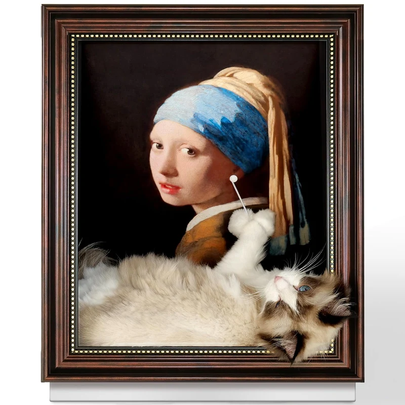 Seyossbe Mona Lisa – Lit-chat et plateau de griffage pour chats d’intérieur (Moyen - Grand, Version Perles)