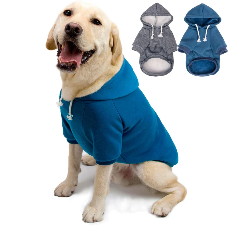 SEKUMDAN - Pack de 2 pulls capuche pour chien et chat (Bleu & Gris foncé) XXXL | Confort et ajustement