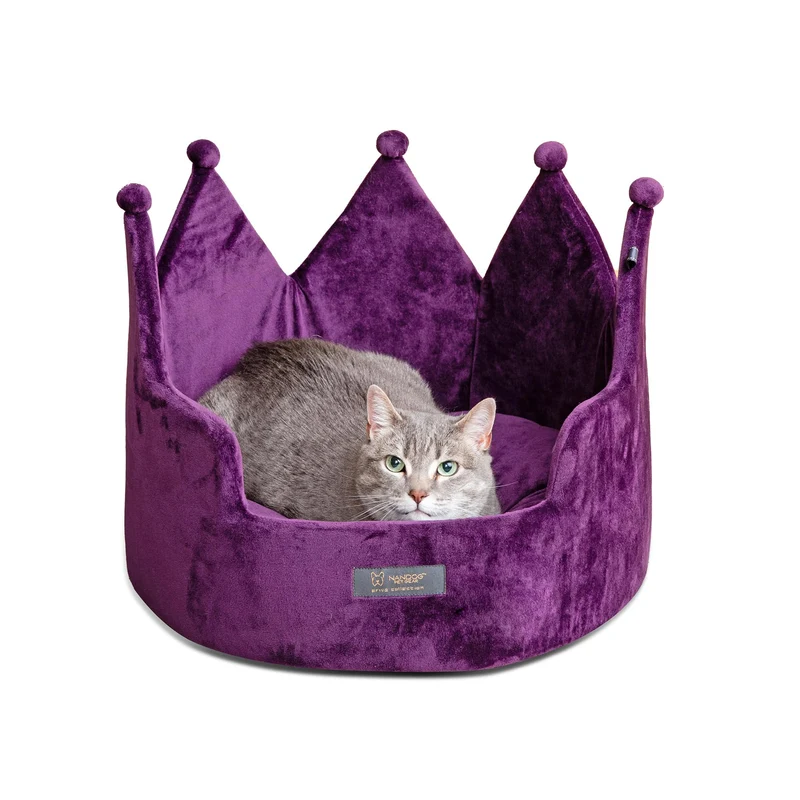 NANDOG Lit Couronne pour Petits Chiens et Chats – Panier Rond Violet, Petit