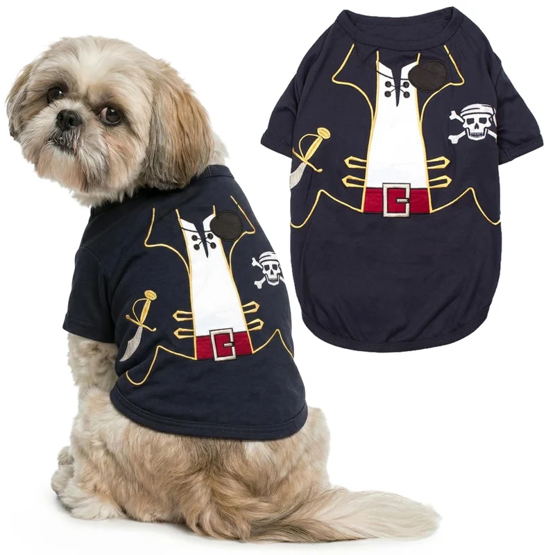 Parisian Pet Capitaine Sparrow – Costume Chien Pirate en Coton Noir (Moyen)