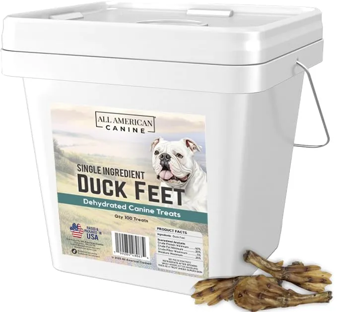 All American Canine – Pieds de canard 100 % naturels, friandise déshydratée et digestible – Fabriqué aux États‑Unis