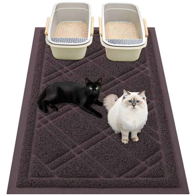 Smiry Tapis Litière Chat 47x32 – Antidérapant, Imperméable, Nettoyage Facile – Brun