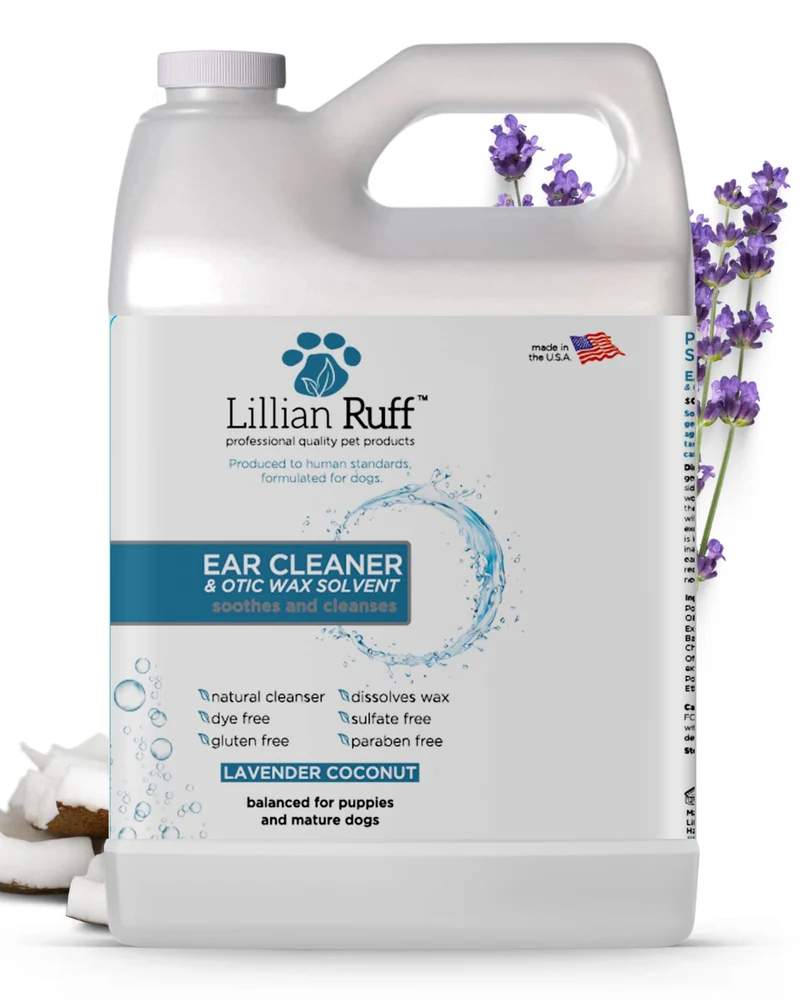 Lillian Ruff Nettoyant d’oreilles et rinçage otique – Sans alcool pour chiens sensibles