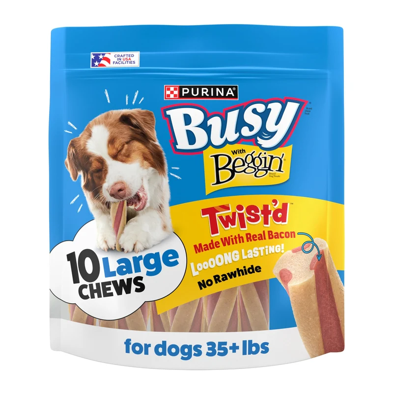 Purina Busy Beggin' Twist'd — Friandise torsadée au bacon pour chien adulte, 10 pièces (pack unique)