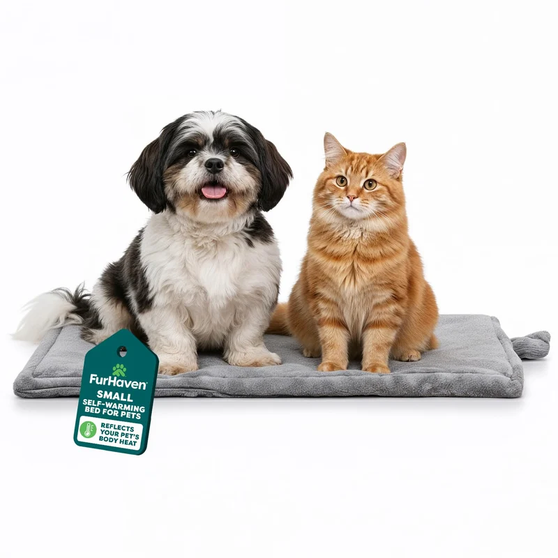 FurHaven ThermaNAP Tapis auto-chauffant pour chat — Petit gris, lavable en machine