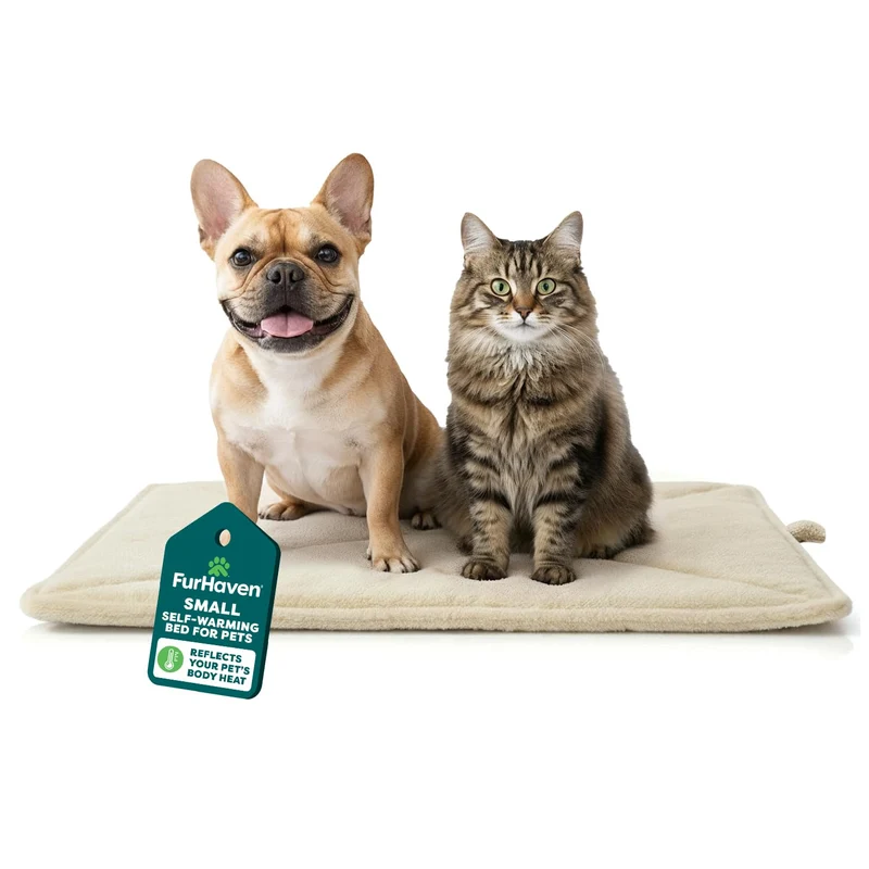 FurHaven ThermaNAP Tapis Self-Warming pour Chats et Petits Chiens – Douceur Crème