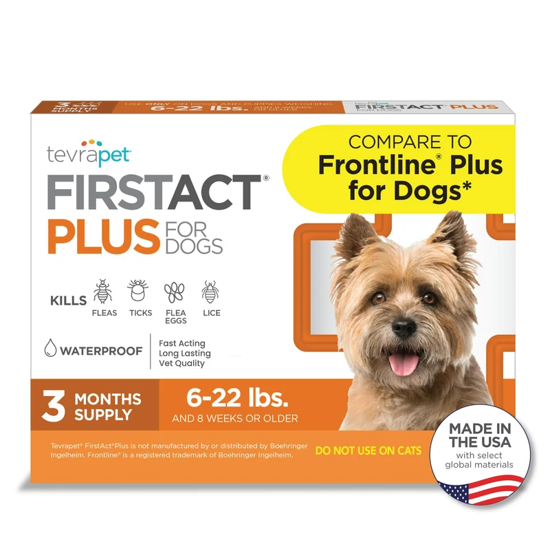 TevraPet FirstAct Plus – Traitement puces et tiques pour petits chiens (6–22 lb), 3 doses