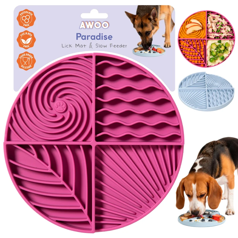 Awoo Paradis - Tapis de léchage silicone avec ventouses anti-glisse et lave-vaisselle