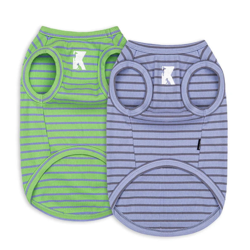 Koneseve 2-pack Chemises Chien Sans Manches Respirantes – Violet & Vert, Taille M