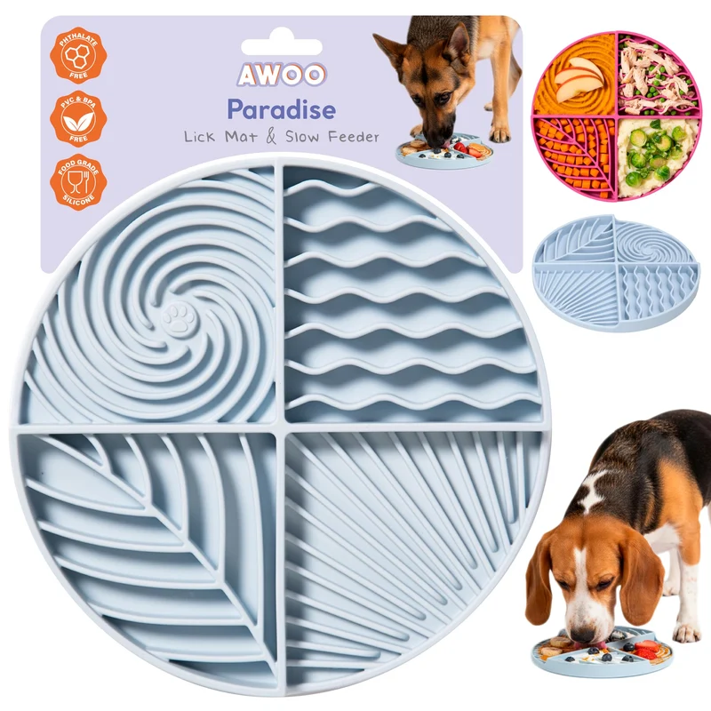 Awoo Paradise Tapis Silicone – Tapis de léchage et alimentation lente avec ventouses