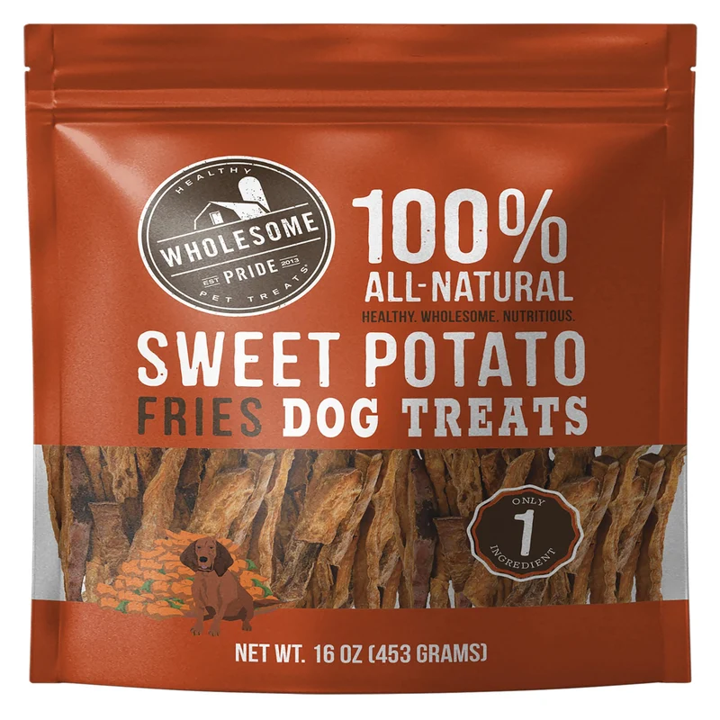 Wholesome Pride Frites de patate douce – Friandises pour chien, 1 ingrédient, 16 oz