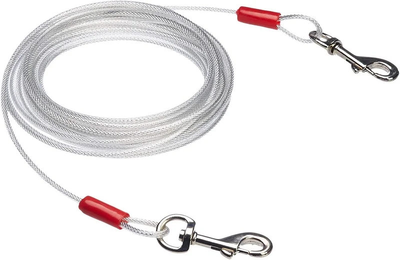 Amazon Basics Câble Tie-Out pour Chiens jusqu’à 90 lb — Lot de 2, 25 pieds, Résistant aux intempéries
