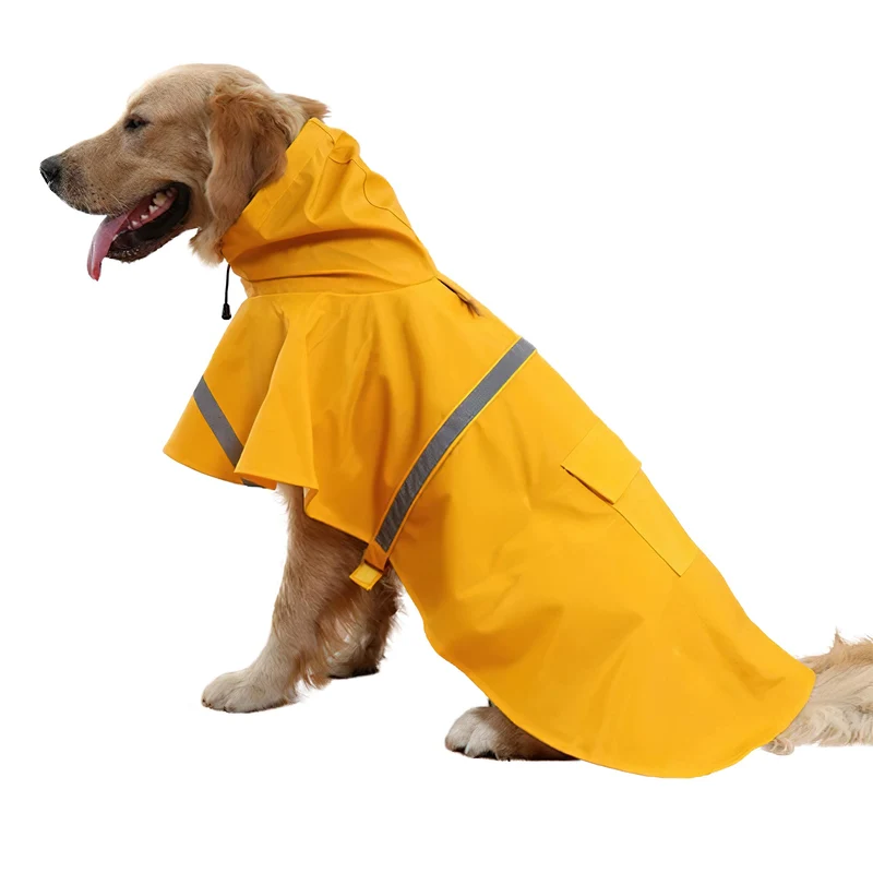 NACOCO Manteau Pluie pour Chien XXL Jaune — Imperméable, Léger, Capuche et Bande Réfléchissante