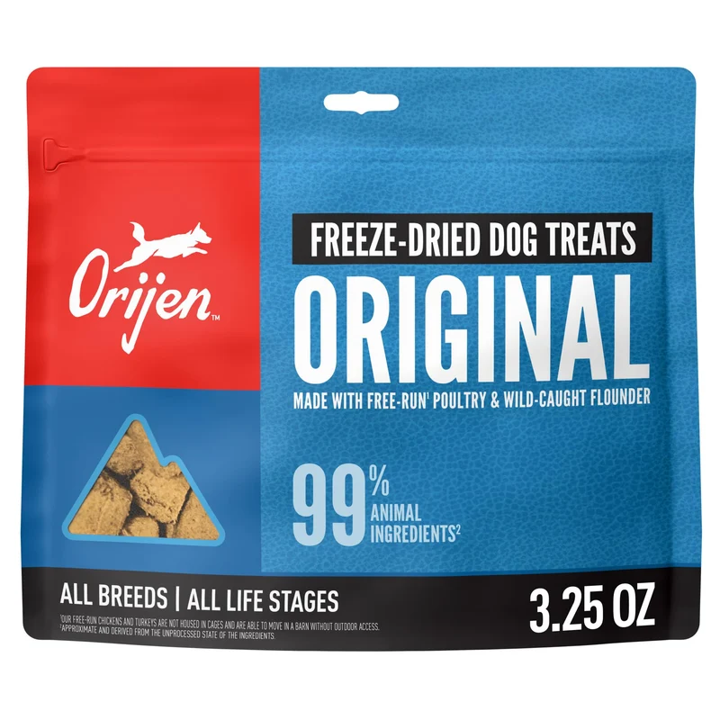 ORIJEN Friandises pour Chien Original — Sans Céréales, Haute Protéine, Freeze Dried 3,25 oz
