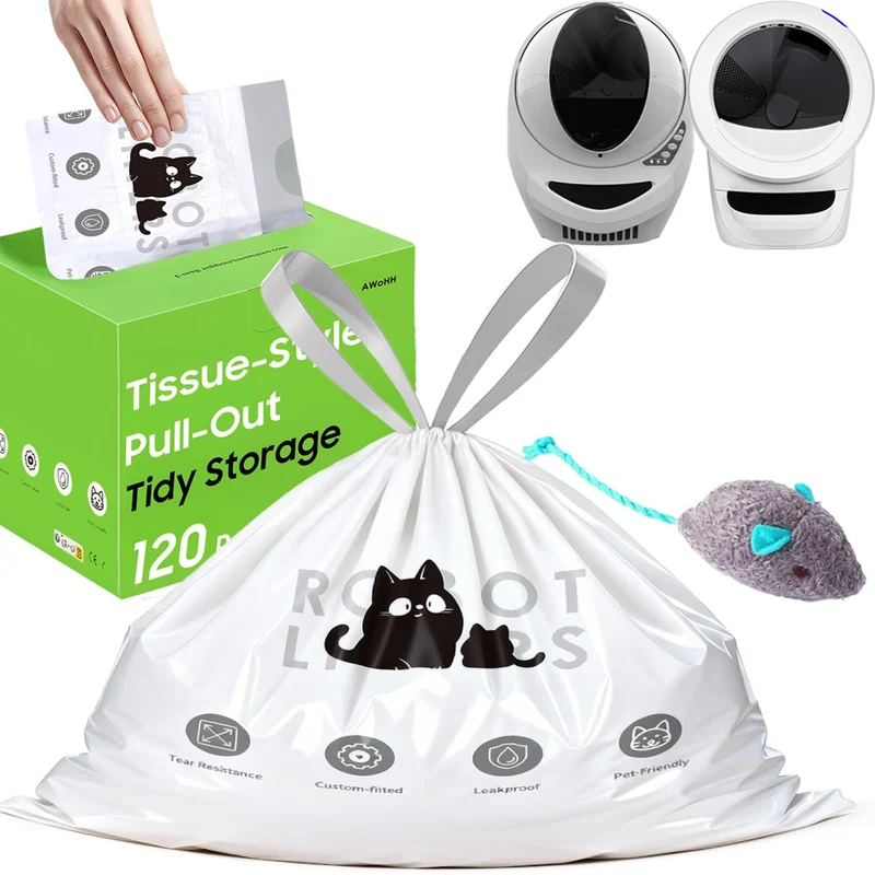 AWoHH Sacs Litière Robot 5/4/3 – Lot 120, 64 × 40 cm, Résistants à la déchirure
