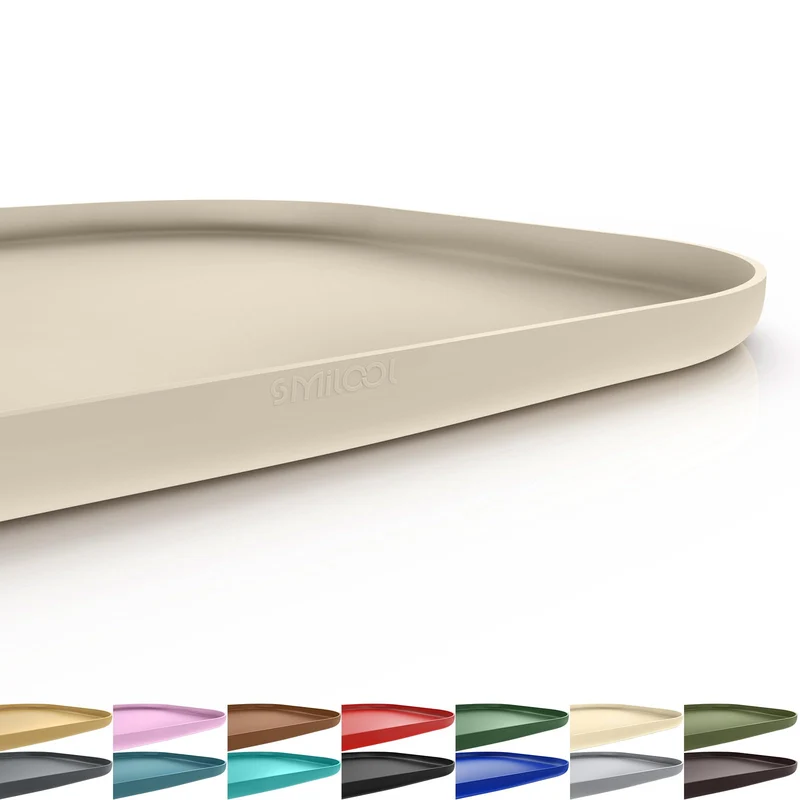 SMILOOL Tapis Alimentaire en Silicone – Bord Relevé, Étanche pour Animaux, 22×14×0,8 cm Beige