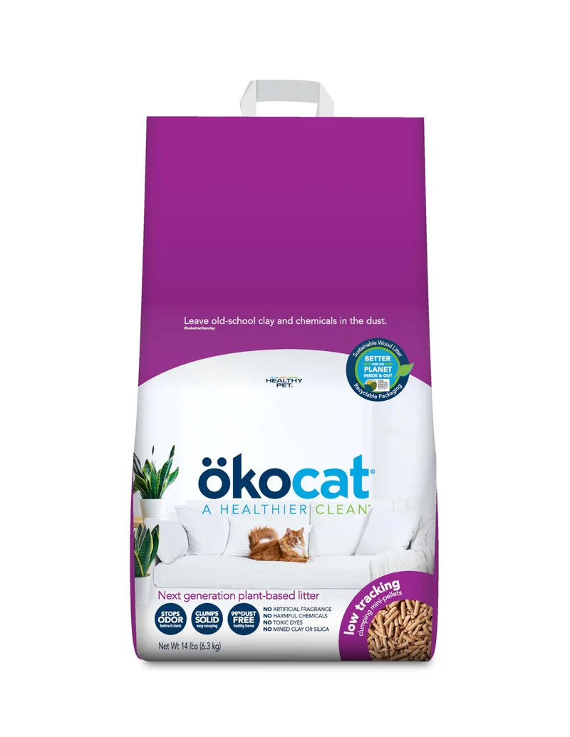ökocat Litière pour Chats – Granulés de Bois Miniatures, Sans Parfum, Contrôle d’Odeur, 99% Sans Poussière, 14 lb
