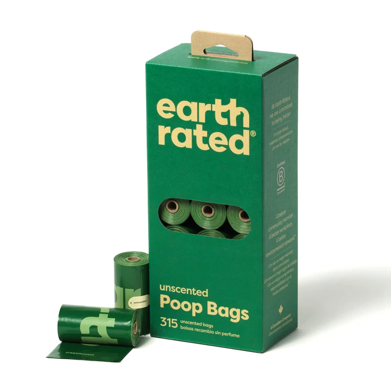 Earth Rated Sacs pour Chien – Sans Parfum, Ultra-épais et Anti-fuite, 315 Sacs sur Rouleaux