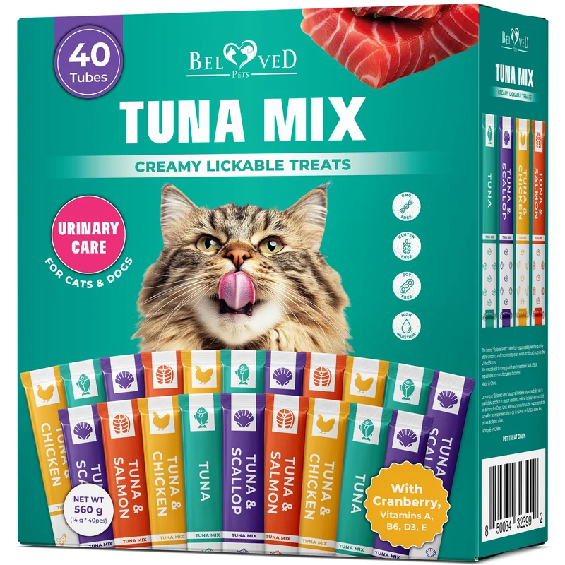 Beloved Pets – Friandises crème à lécher pour chats et petits chiens (tubes au thon)
