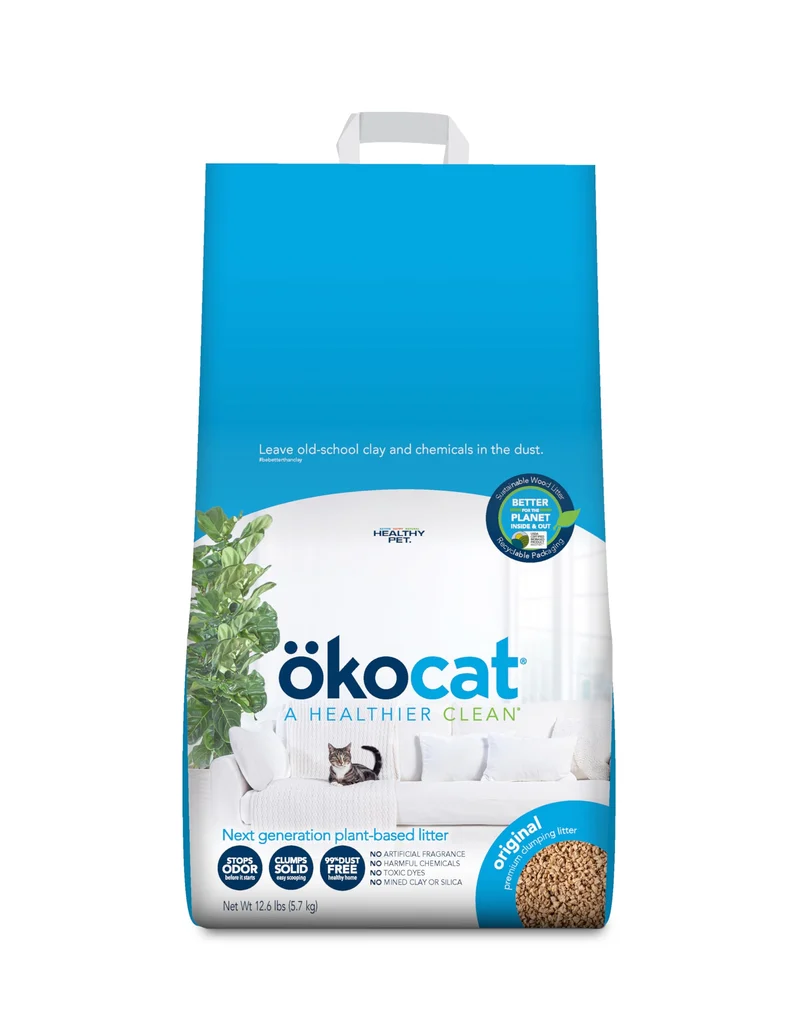 ÖKOCAT Litière en Bois Original – Sans Parfum, 12,6 lb, Contrôle des Odeurs et Agglomération Solide