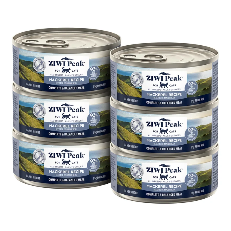 ZIWI Peak Wet Cat Food – Naturel, Haute Protéine, Sans Céréales, Maquereau, Lot de 6 × 3 oz