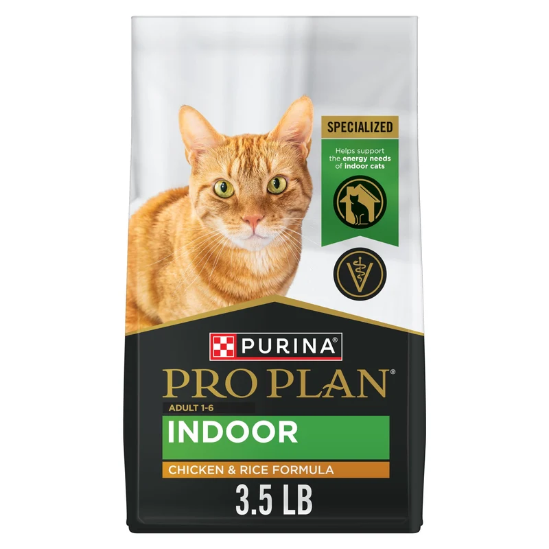 Purina Pro Plan Adulte Intérieur – Formule Poulet et Riz haute protéine, 3,5 lb (Pack de 1)