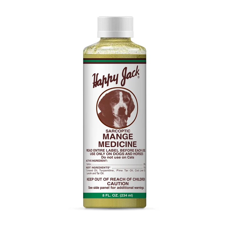 HAPPY JACK – Traitement contre la gale pour chiens et chevaux (8 oz) | Soulagement des démangeaisons et irritations cutanées