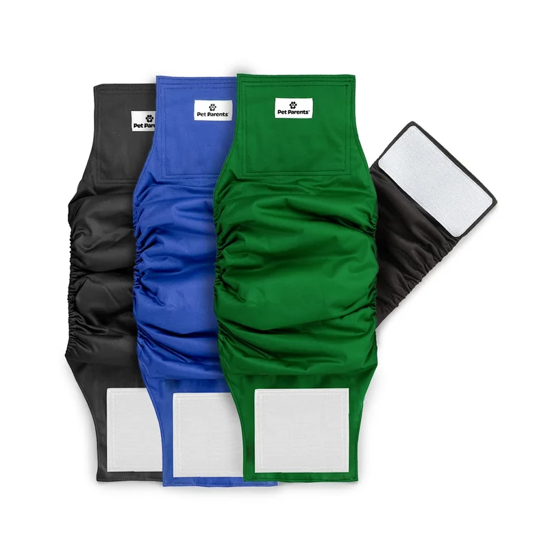 Bandes abdominales lavables Pet Parents pour chiens (3 pièces) + Extendrs – couches durables, taille Extra Petite