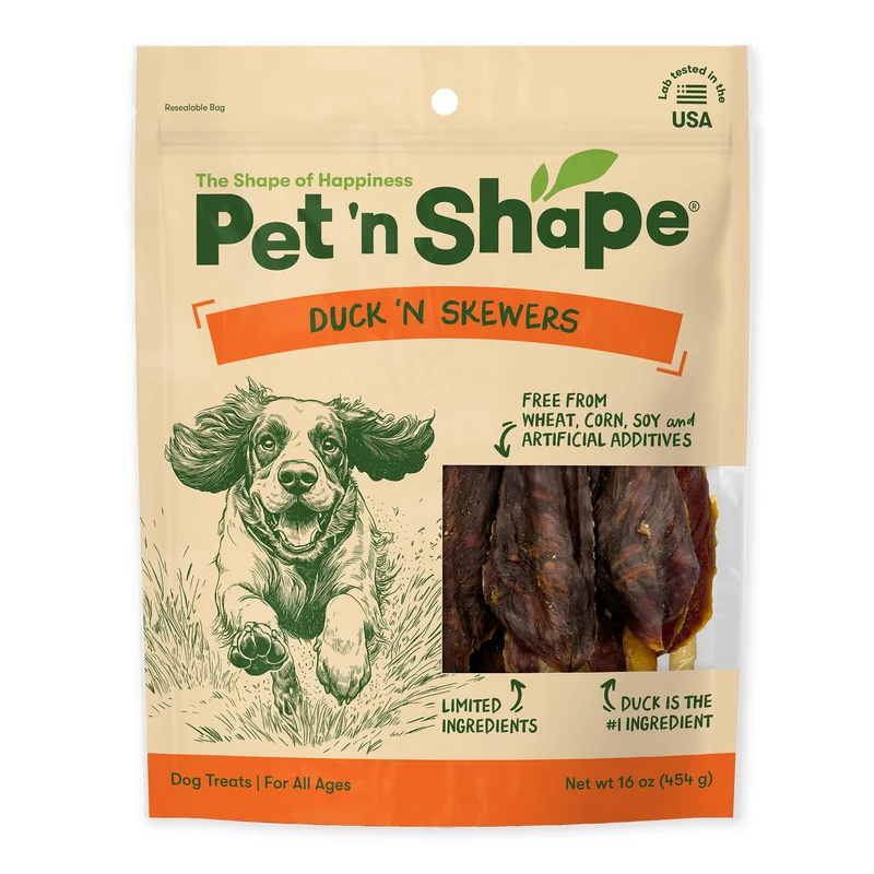 Pet 'n Shape Chik 'n Skewers – Canard Enveloppé en Peau Brute pour Chien | Friandise 1 Livre