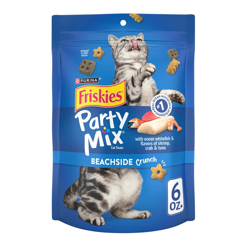Purina Friskies Party Mix Beachside Crunch – Friandises pour chats, lot de 6 sachets de 170 g