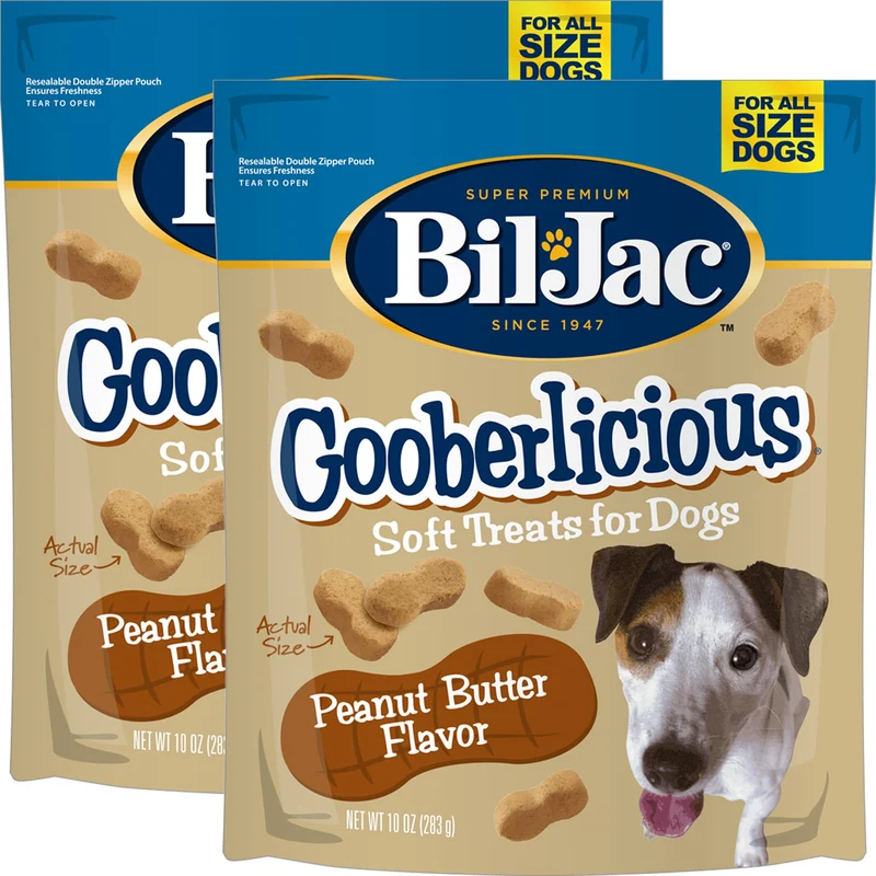 Bil-Jac Gooberlicious – Friandises molles pour chiens, saveur beurre de cacahuète, foie de poulet réel, 10 oz (2 paquets)