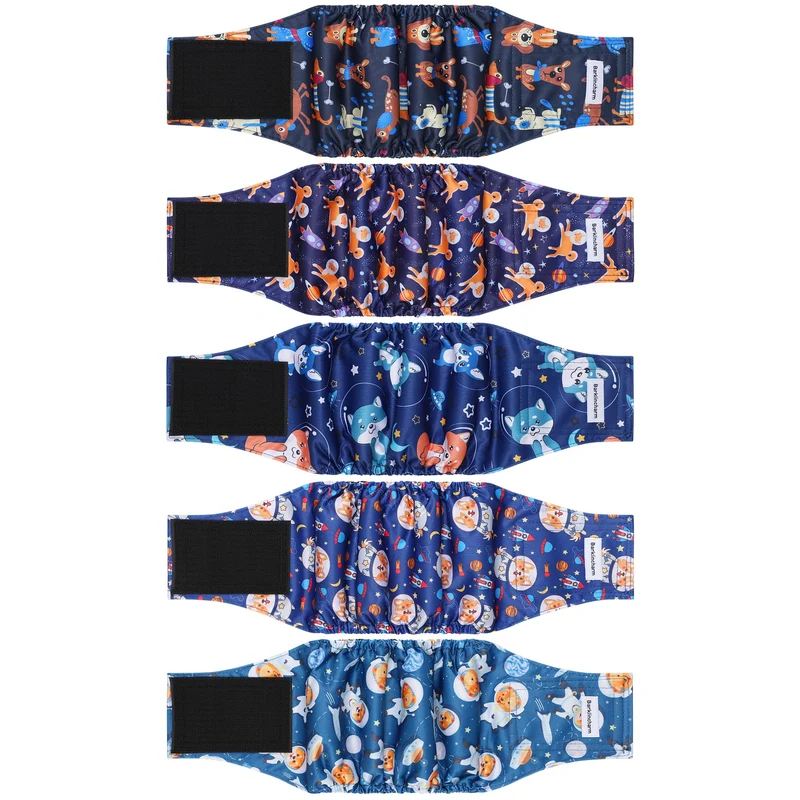 Barklincharm – Lot de 5 Couches lavables pour chiens mâles : absorption élevée, sans fuite