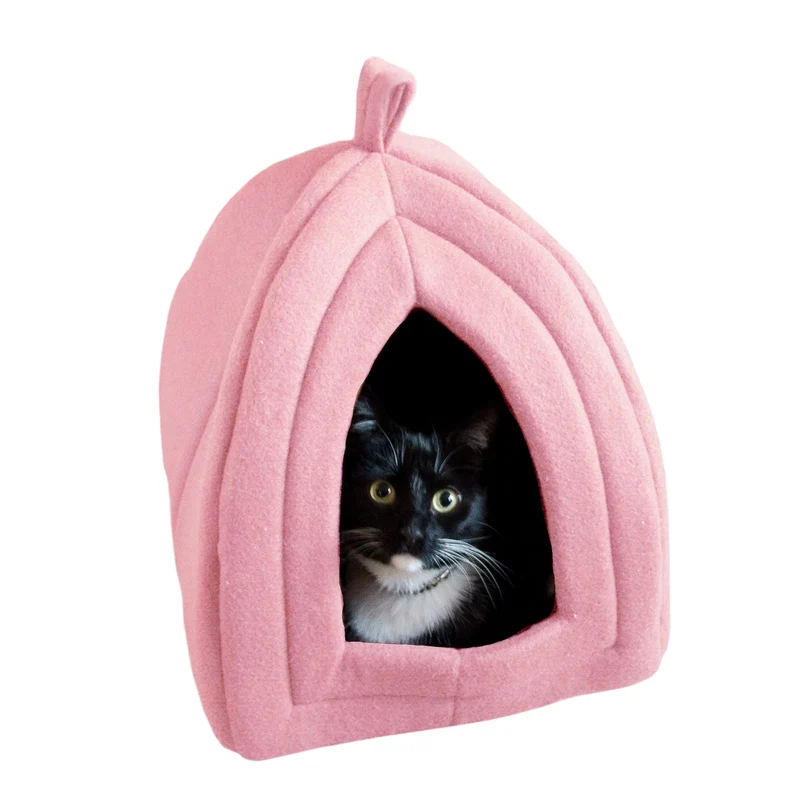 PETMAKER – Maison pour chat rose avec coussin en mousse amovible
