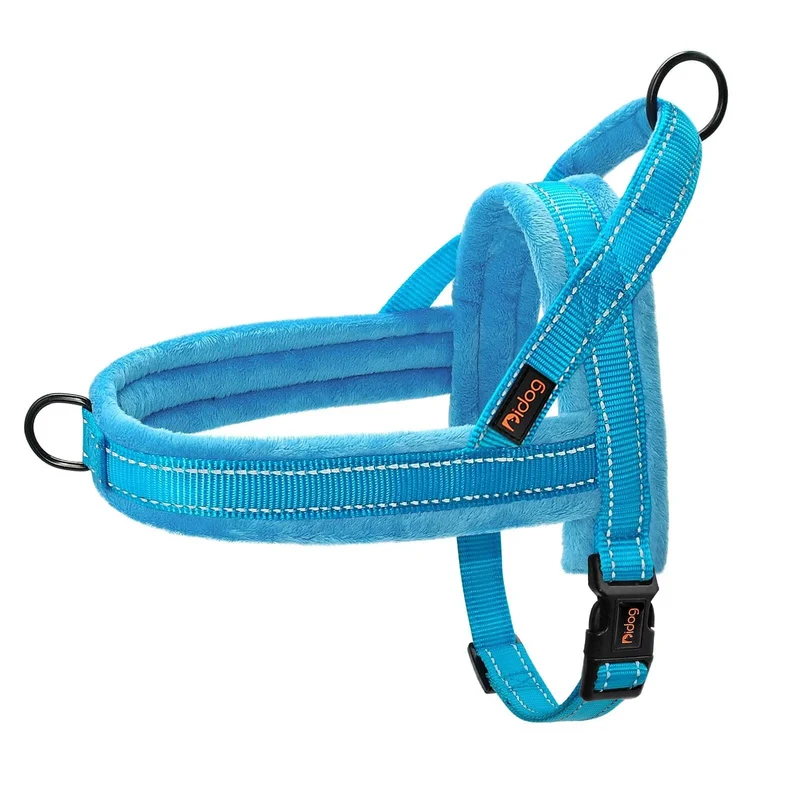 Didog Harnais Gilet Doux en Flanelle pour Chien — Taille S (Poitrine 18-22 pouces), Bleu, Anti-tirage & Réfléchissant